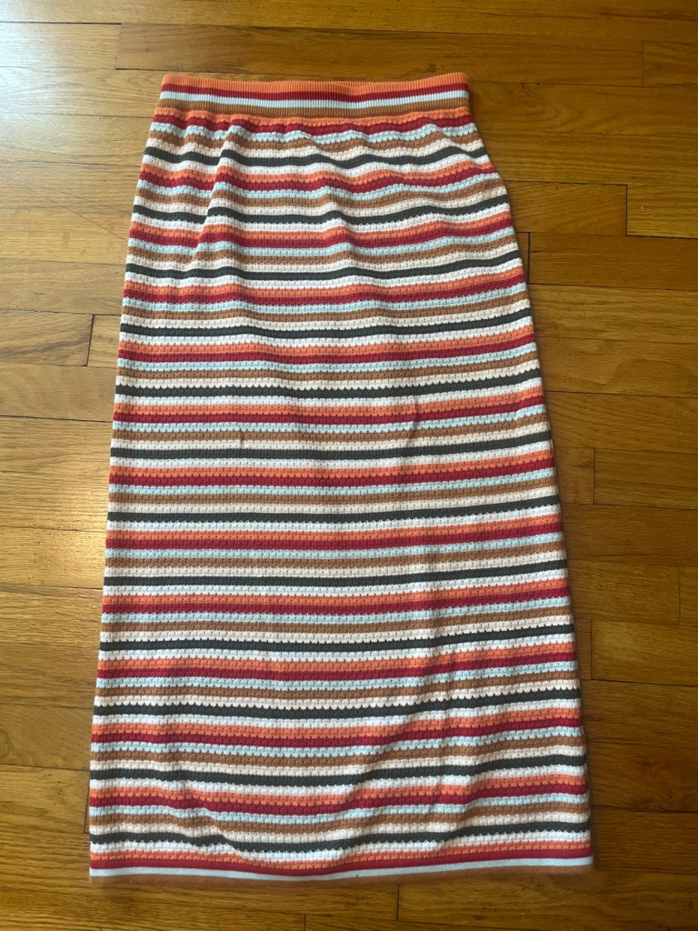 Zara Striped Knit Midi Skirt